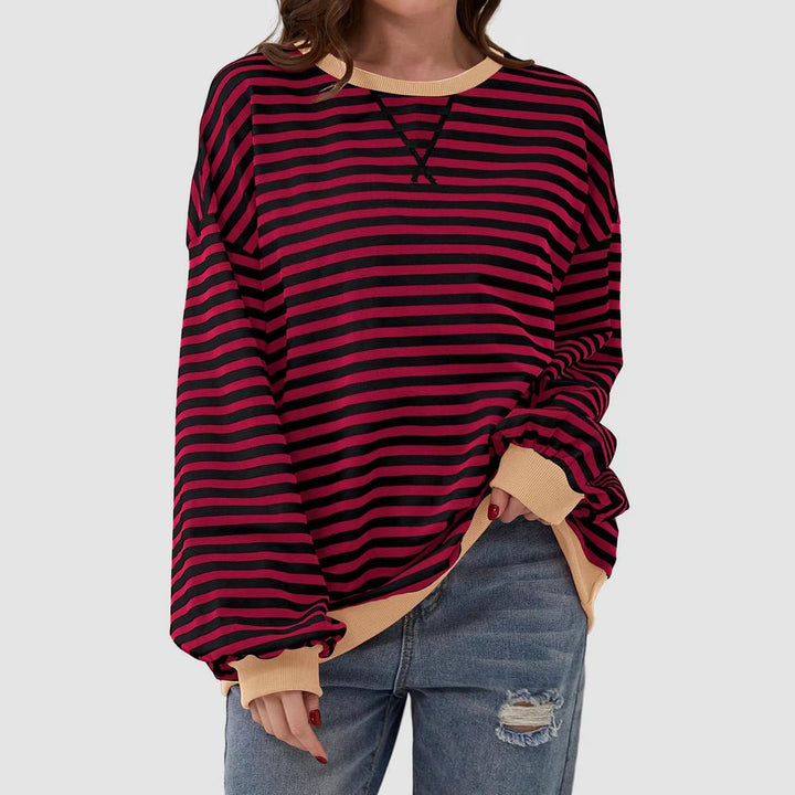 Striped Round Neck Long Sleeve T - Shirt - SharpDuds