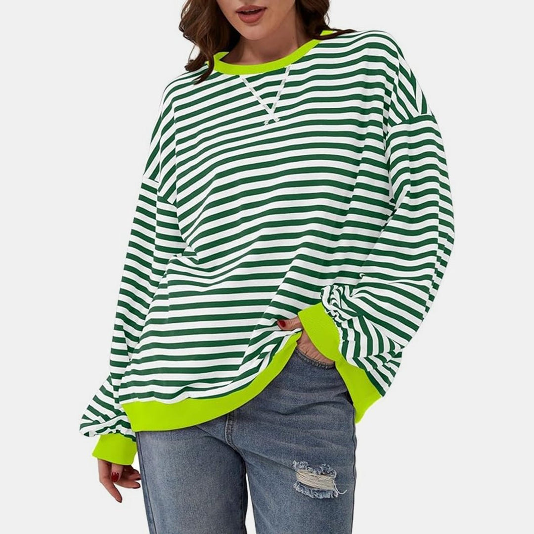 Striped Round Neck Long Sleeve T - Shirt - SharpDuds