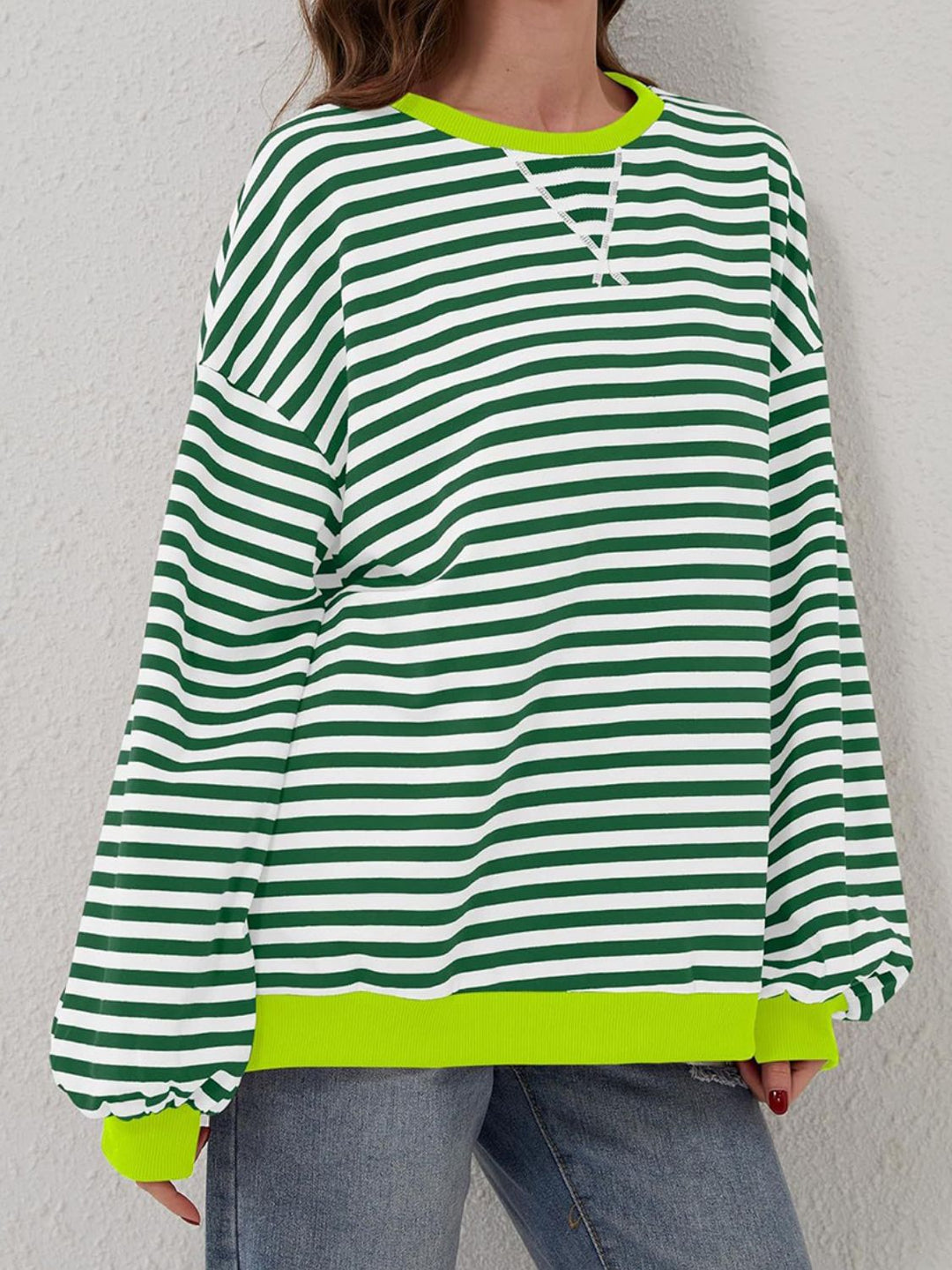 Striped Round Neck Long Sleeve T - Shirt - SharpDuds