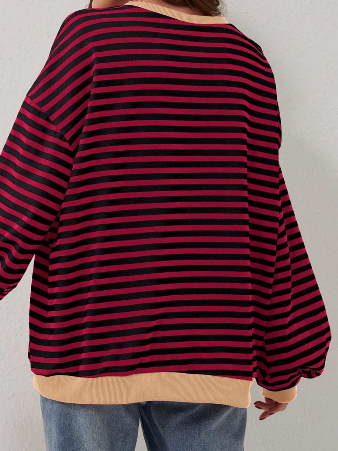 Striped Round Neck Long Sleeve T - Shirt - SharpDuds