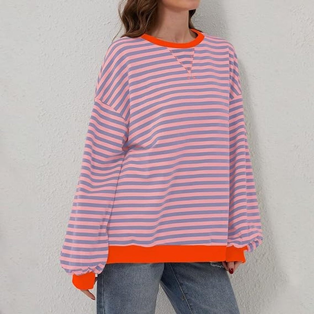 Striped Round Neck Long Sleeve T - Shirt - SharpDuds