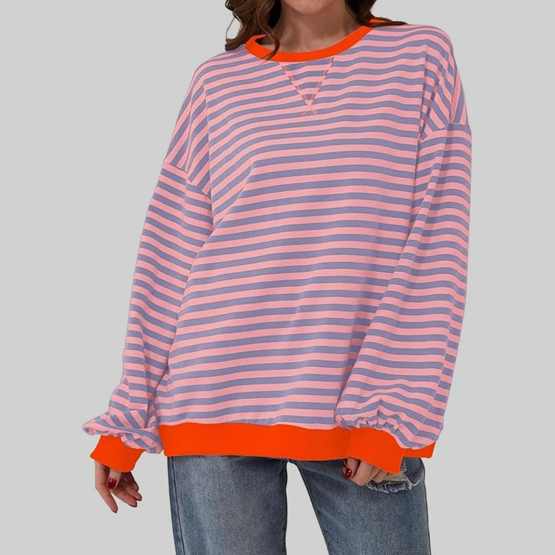 Striped Round Neck Long Sleeve T - Shirt - SharpDuds