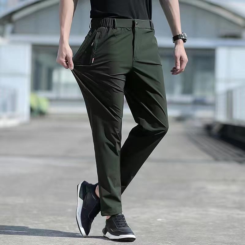 Summer Big Size Ice Silk Stretch Breathable Straight Leg Pants - www.SharpDuds.com