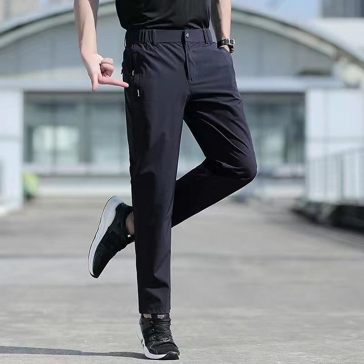 Summer Big Size Ice Silk Stretch Breathable Straight Leg Pants - www.SharpDuds.com