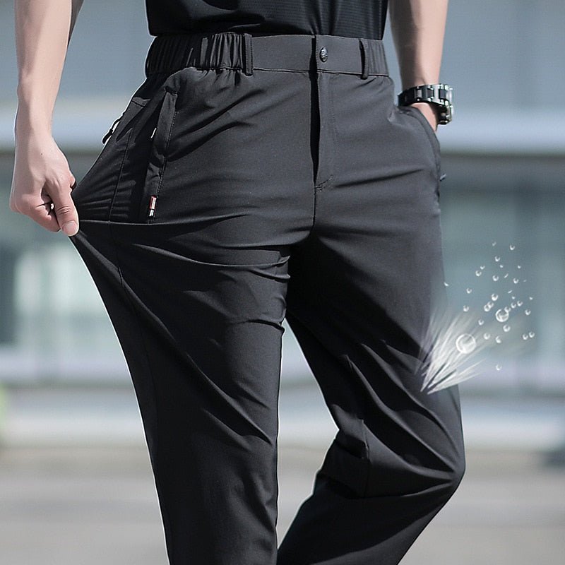 Summer Big Size Ice Silk Stretch Breathable Straight Leg Pants - www.SharpDuds.com