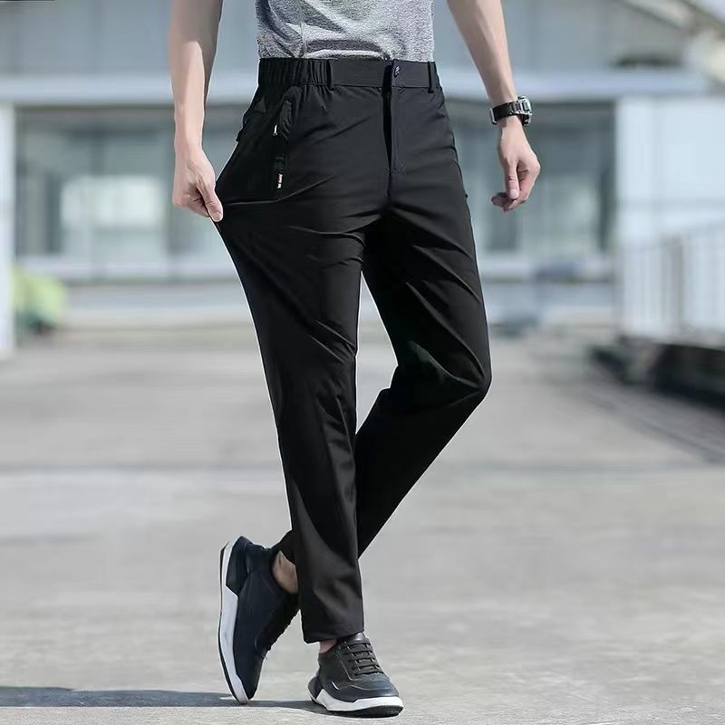 Summer Big Size Ice Silk Stretch Breathable Straight Leg Pants - www.SharpDuds.com