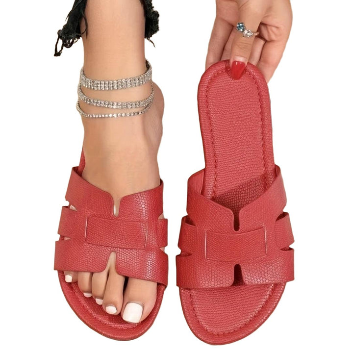 Summer Hollow Out Square Toe Flat Sandals - www.SharpDuds.com