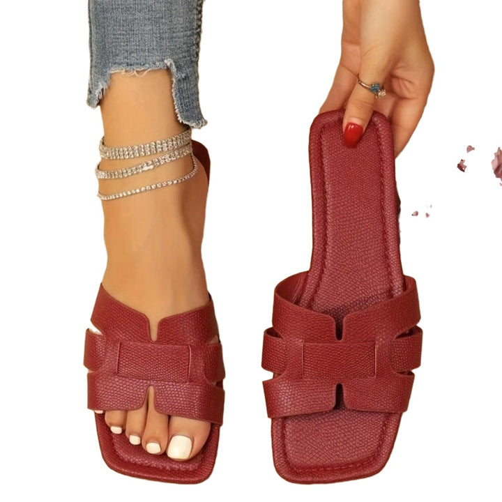 Summer Hollow Out Square Toe Flat Sandals - www.SharpDuds.com