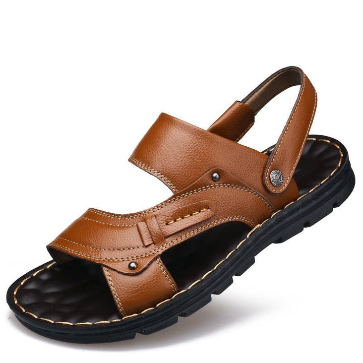 Summer New Thick-Soled Leather Beach Sandals - www.SharpDuds.com