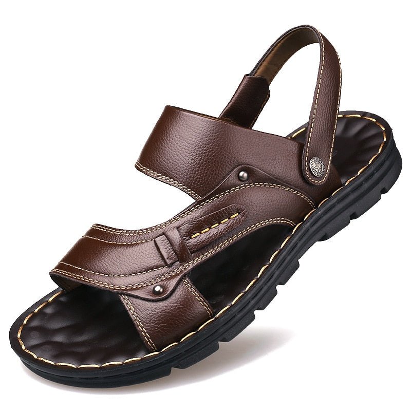 Summer New Thick-Soled Leather Beach Sandals - www.SharpDuds.com