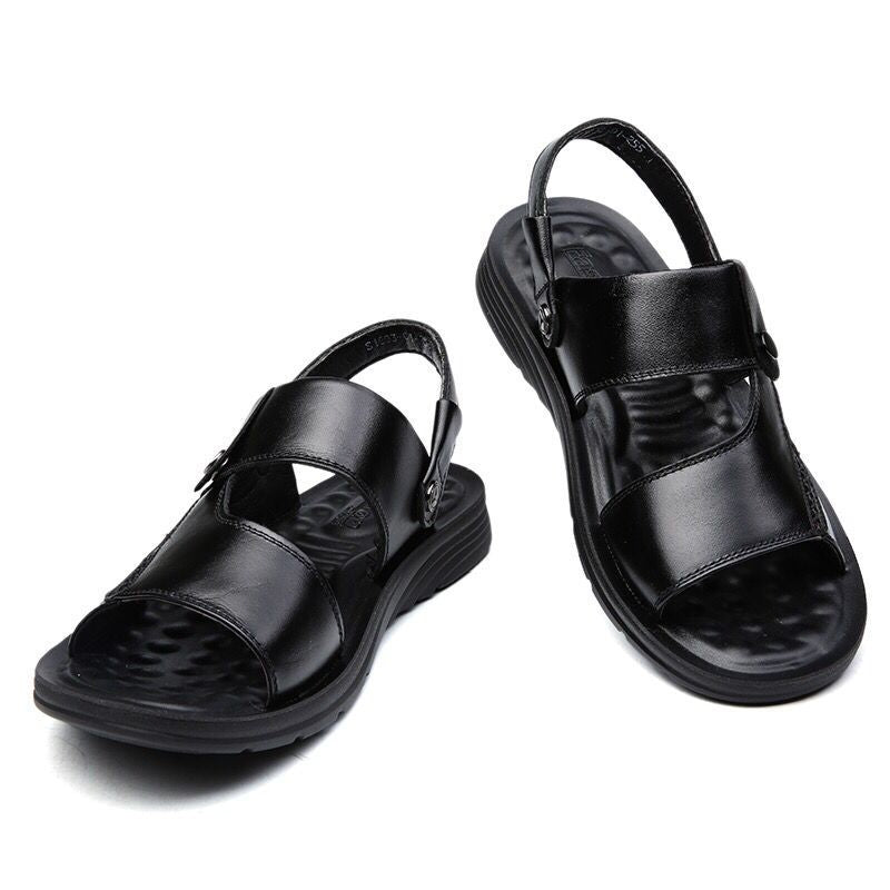 Summer New Thick-Soled Leather Beach Sandals - www.SharpDuds.com