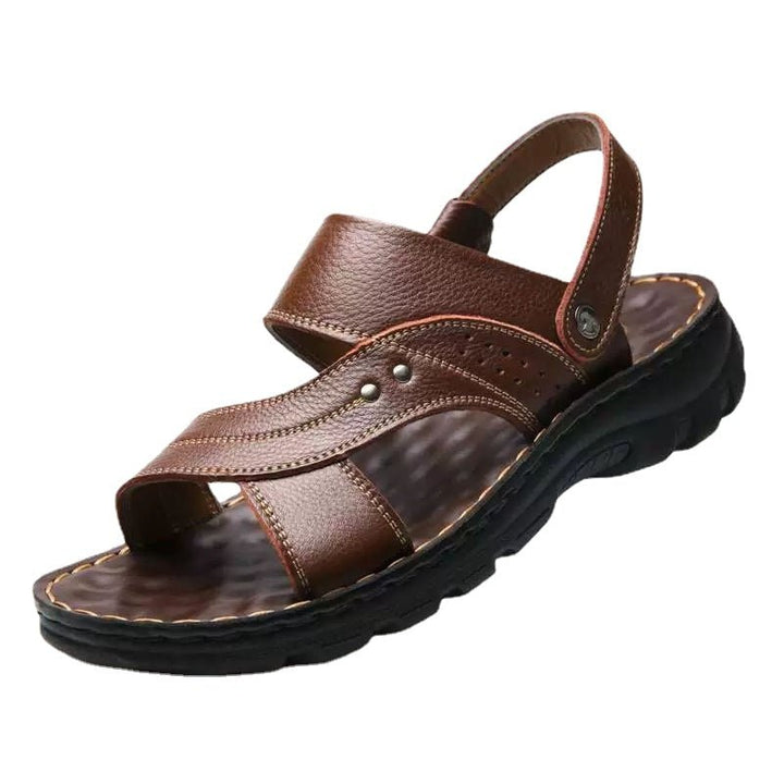 Summer New Thick-Soled Leather Beach Sandals - www.SharpDuds.com