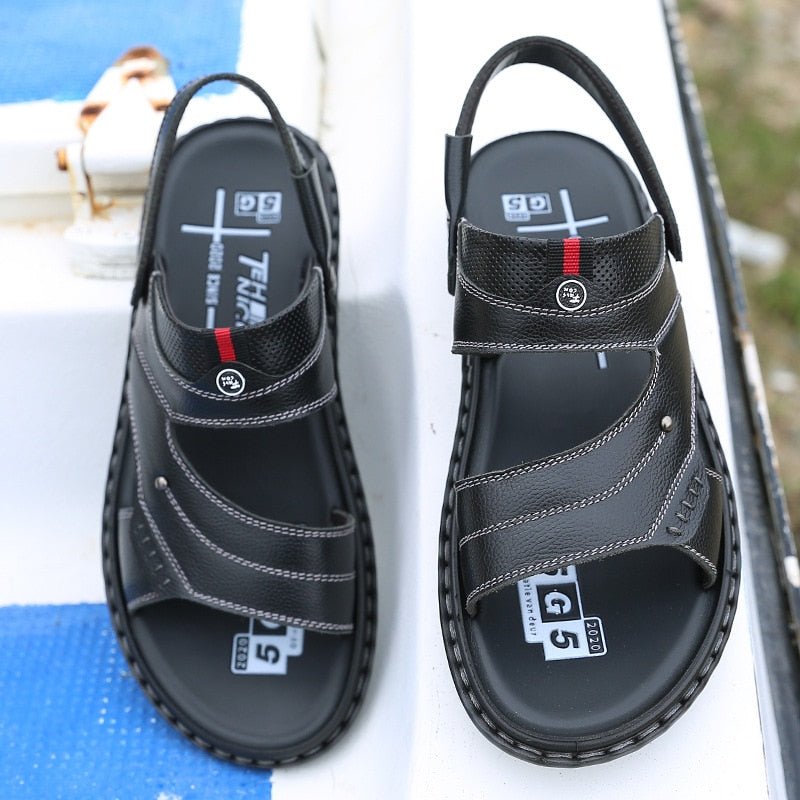 Summer New Thick-Soled Leather Beach Sandals - www.SharpDuds.com