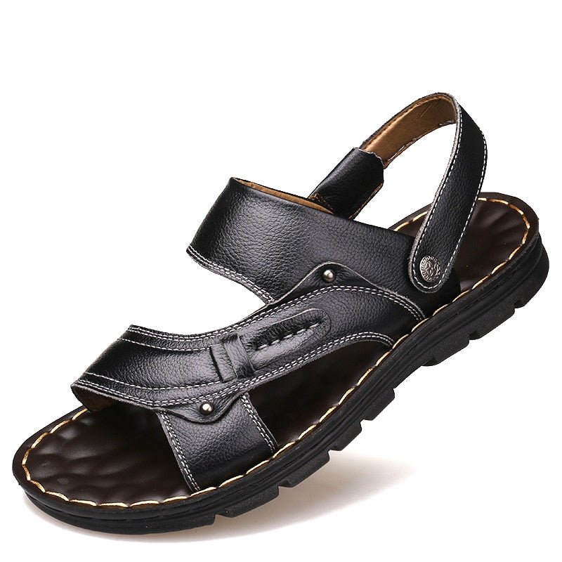 Summer New Thick-Soled Leather Beach Sandals - www.SharpDuds.com