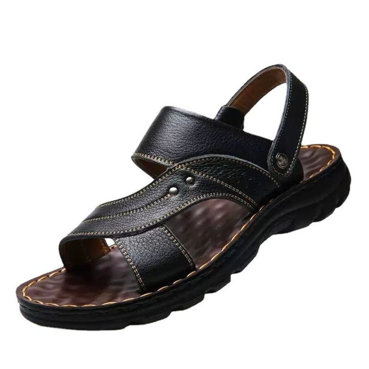 Summer New Thick-Soled Leather Beach Sandals - www.SharpDuds.com