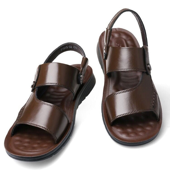 Summer New Thick-Soled Leather Beach Sandals - www.SharpDuds.com