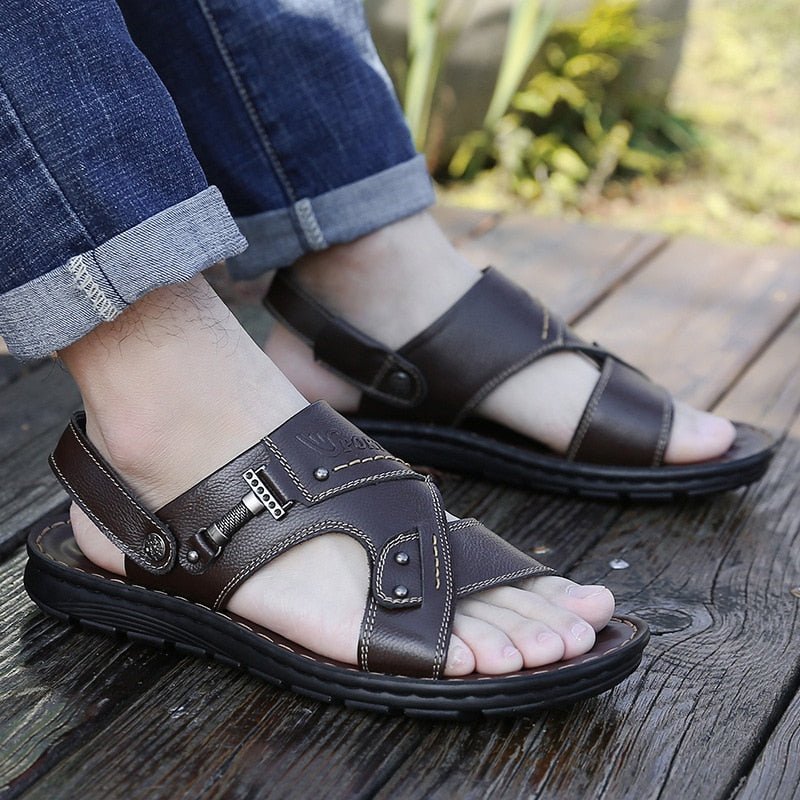 Summer Sole Stride Leather Sandals - www.SharpDuds.com