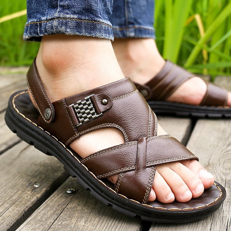 Summer Sole Stride Leather Sandals - www.SharpDuds.com