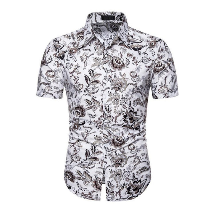 Summer White Floral Short Sleeve Printed Shirt - www.SharpDuds.com