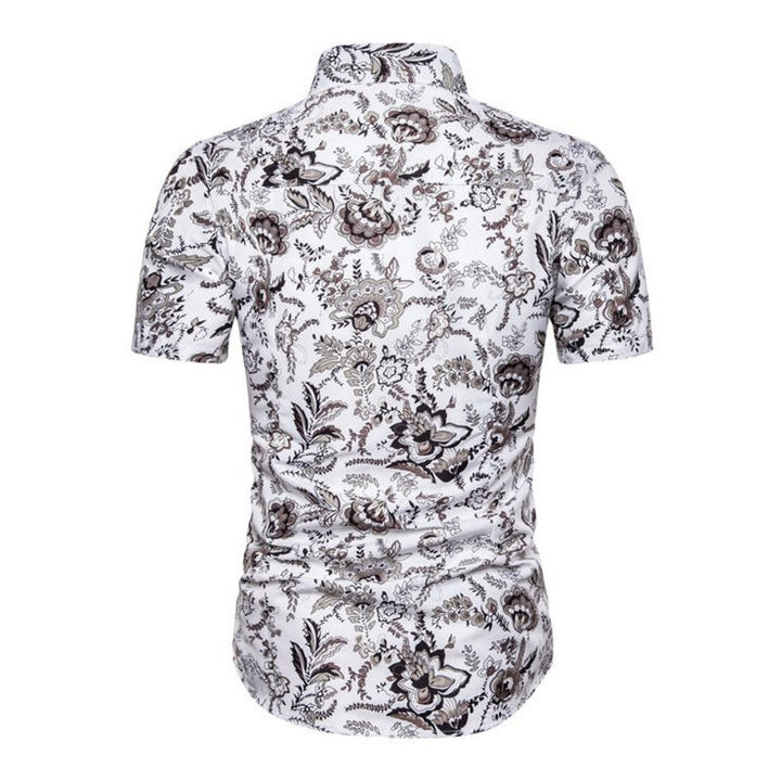 Summer White Floral Short Sleeve Printed Shirt - www.SharpDuds.com