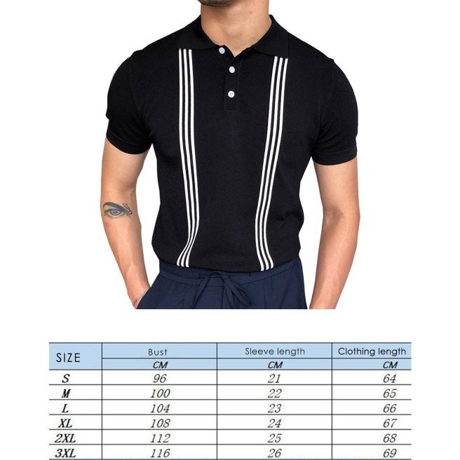 T-Shirt Black Short Sleeve Slim Polo - www.SharpDuds.com