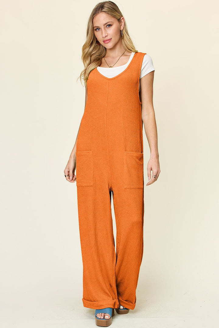 Texture Sleeveless Wide Leg Jumpsuit - SharpDuds