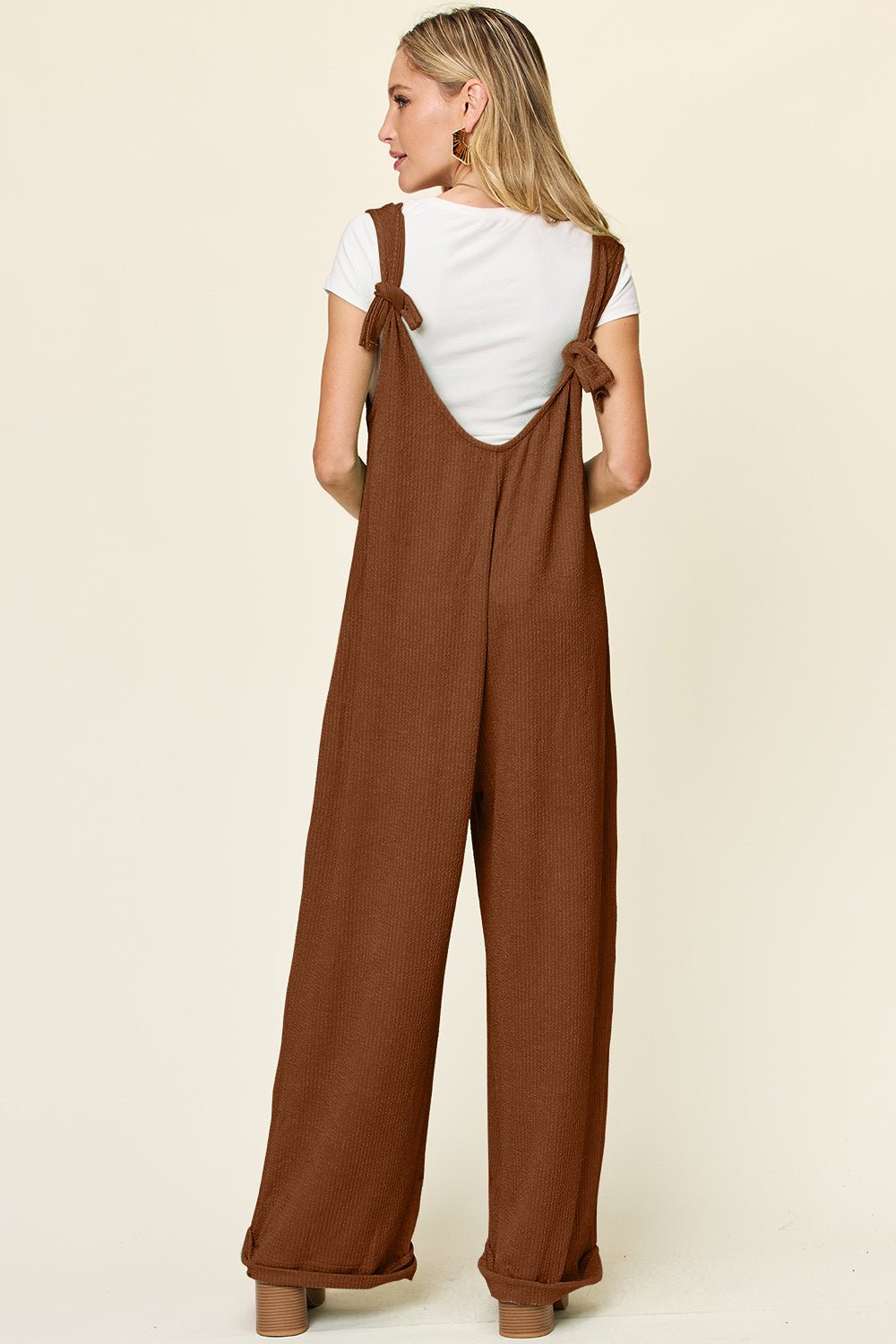 Texture Sleeveless Wide Leg Jumpsuit - SharpDuds