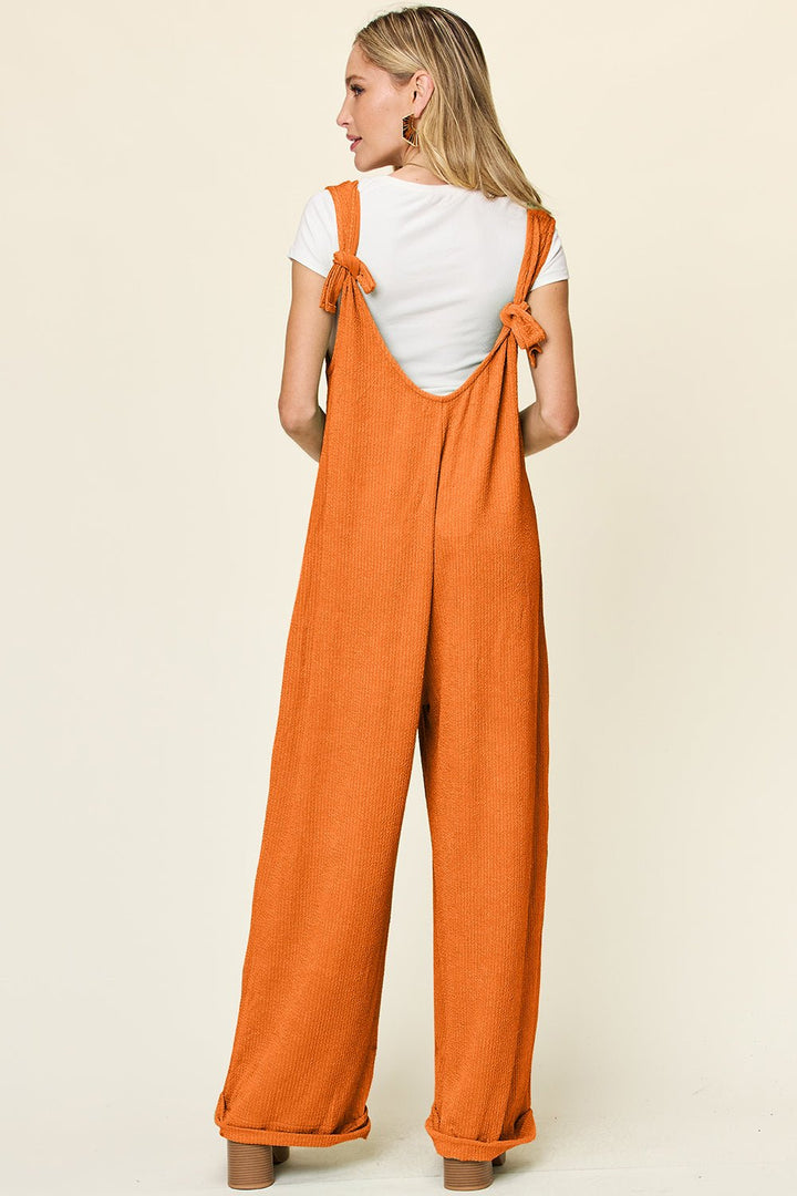 Texture Sleeveless Wide Leg Jumpsuit - SharpDuds