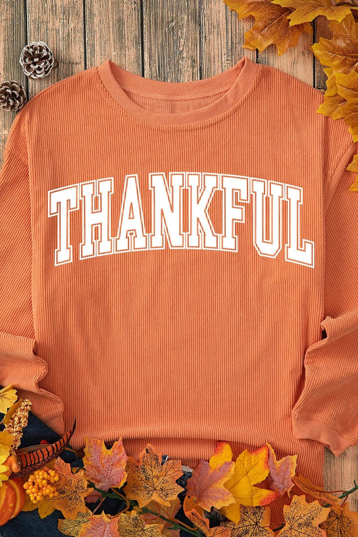 THANKFUL Round Neck Long Sleeve Sweatshirt - SharpDuds