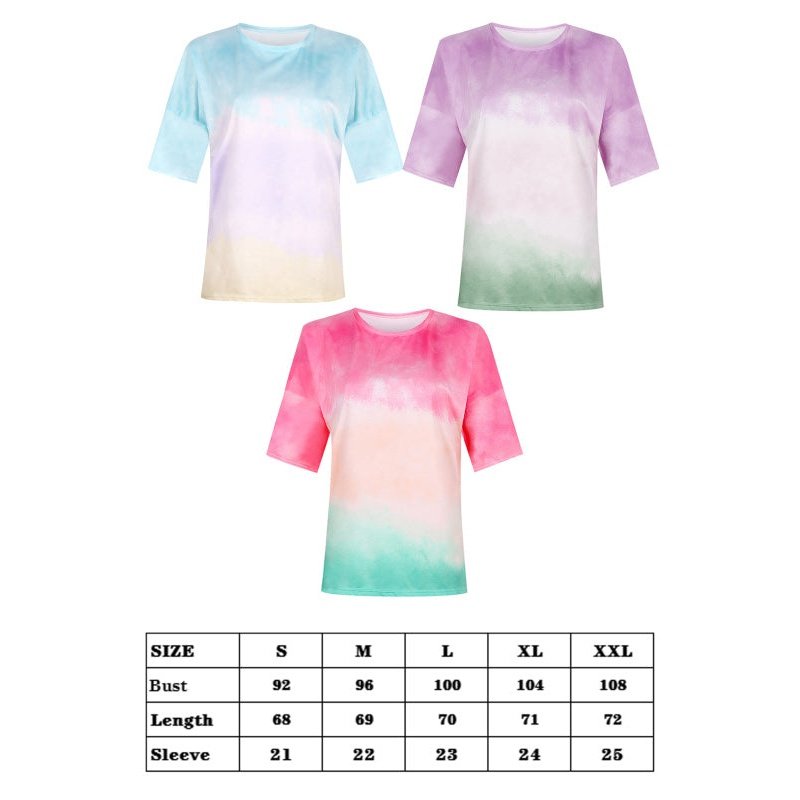 Tie Dye Gradient Print Loose Tee Shirt - www.SharpDuds.com