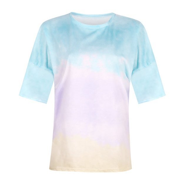 Tie Dye Gradient Print Loose Tee Shirt - www.SharpDuds.com