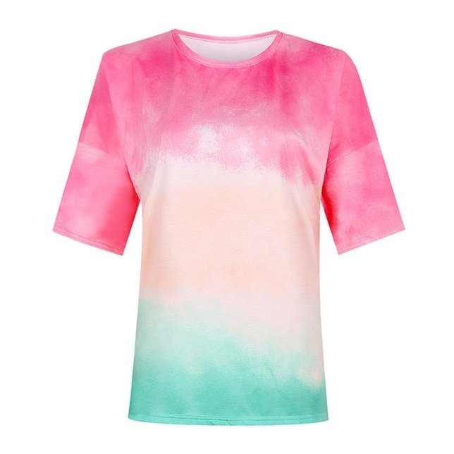 Tie Dye Gradient Print Loose Tee Shirt - www.SharpDuds.com