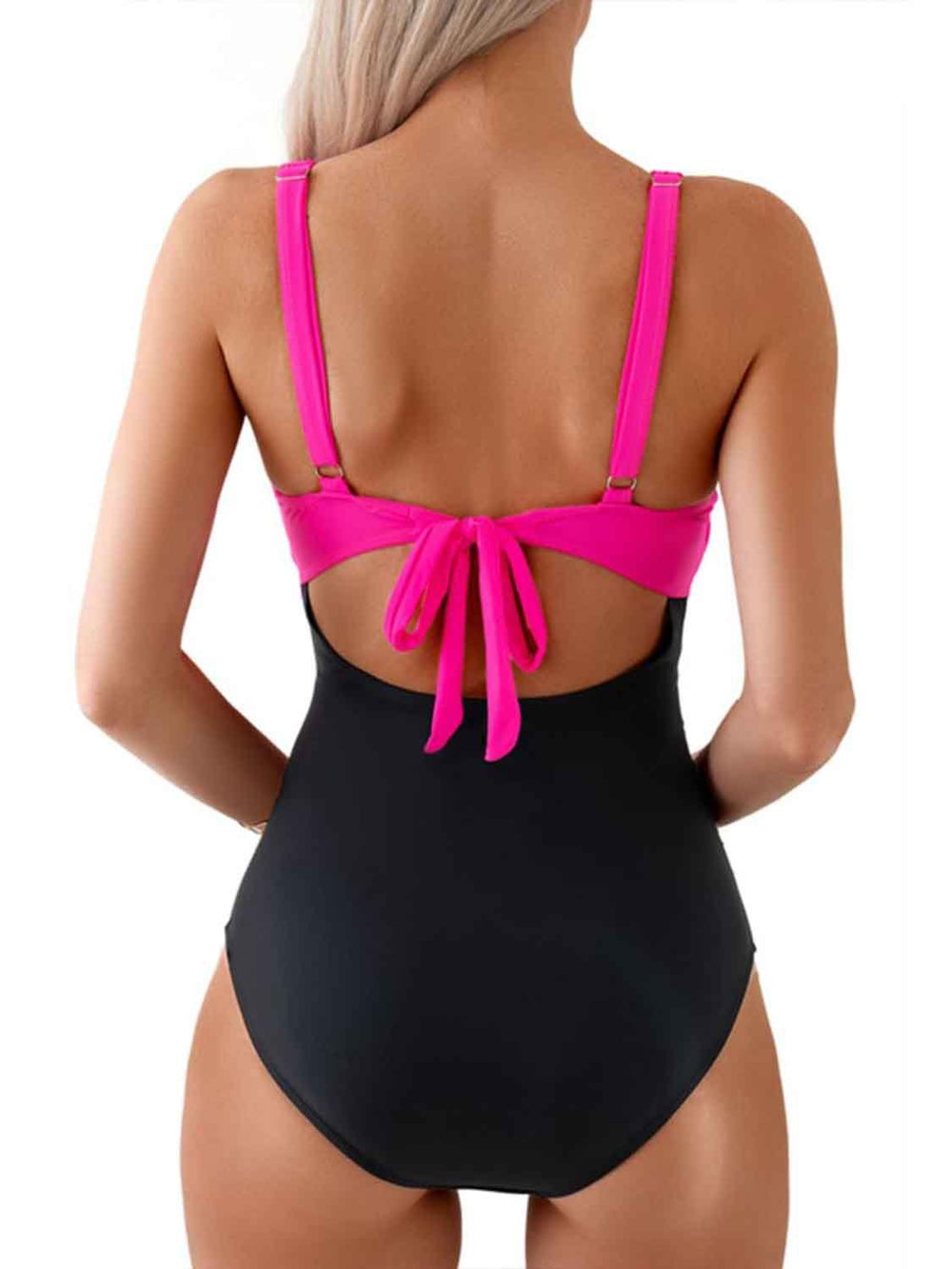 Tied Cutout Contrast One - Piece Swimwear - SharpDuds