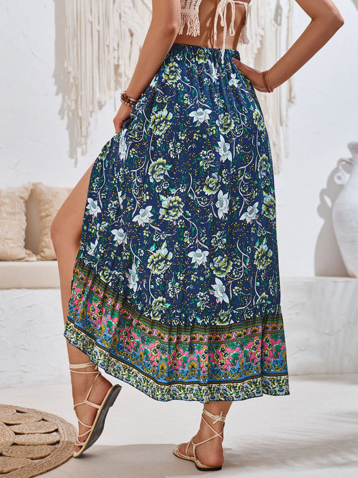 Tied Printed Midi Skirt - SharpDuds