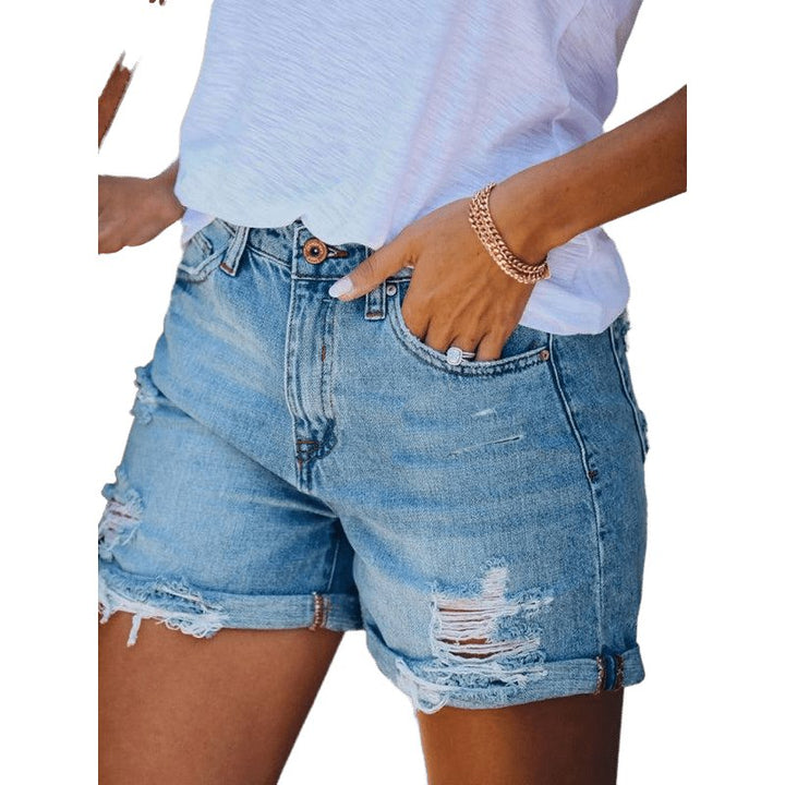 Torn Straight Casual Denim Shorts - www.SharpDuds.com