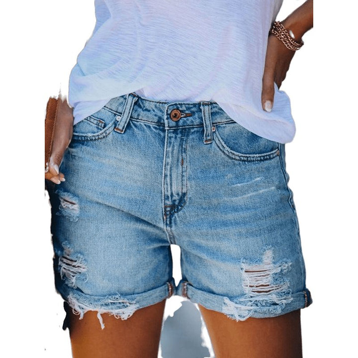 Torn Straight Casual Denim Shorts - www.SharpDuds.com