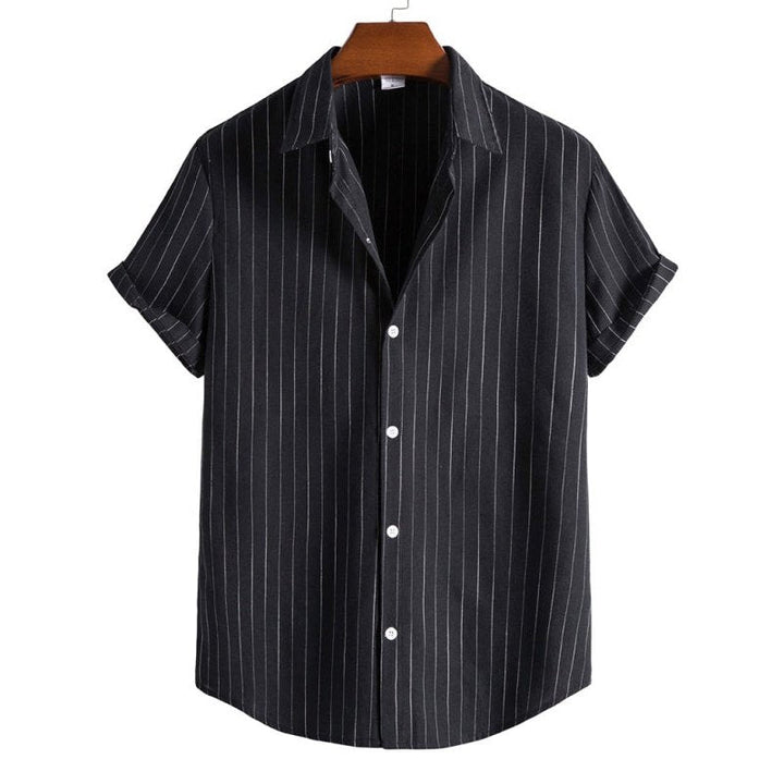 Trendy Casual Striped Short Sleeve Shirt - www.SharpDuds.com