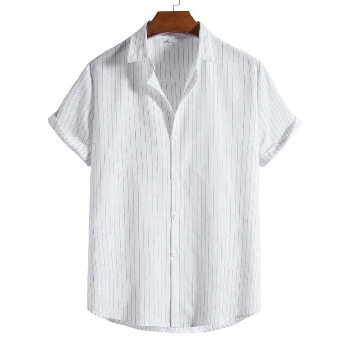 Trendy Casual Striped Short Sleeve Shirt - www.SharpDuds.com