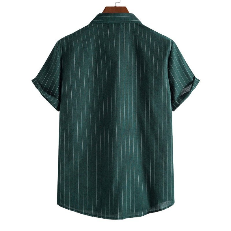 Trendy Casual Striped Short Sleeve Shirt - www.SharpDuds.com