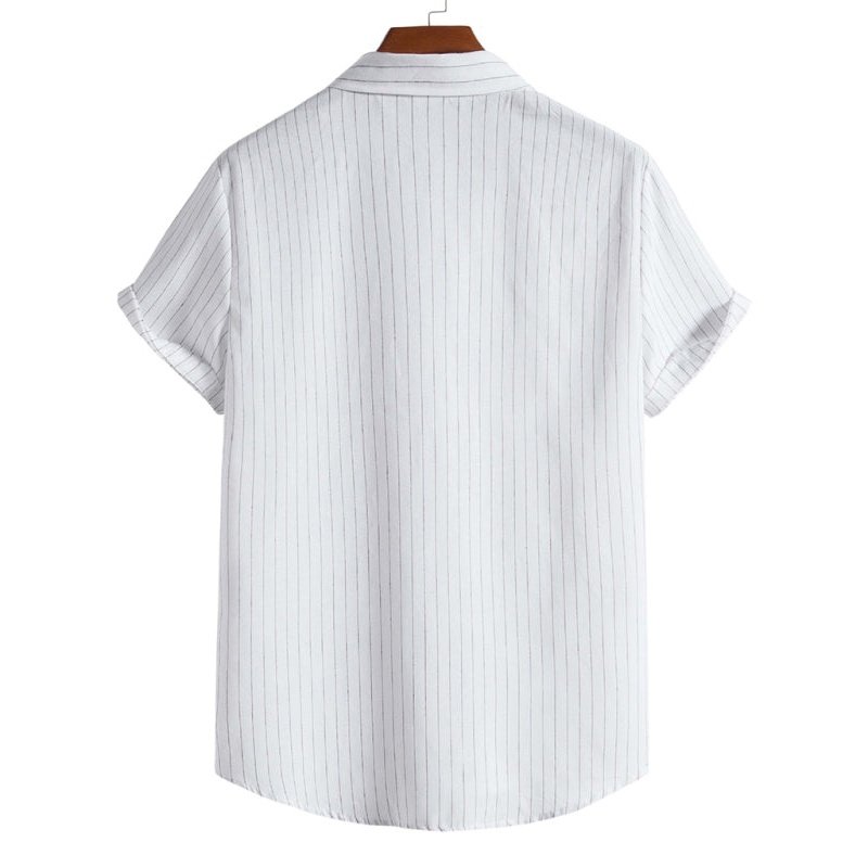 Trendy Casual Striped Short Sleeve Shirt - www.SharpDuds.com