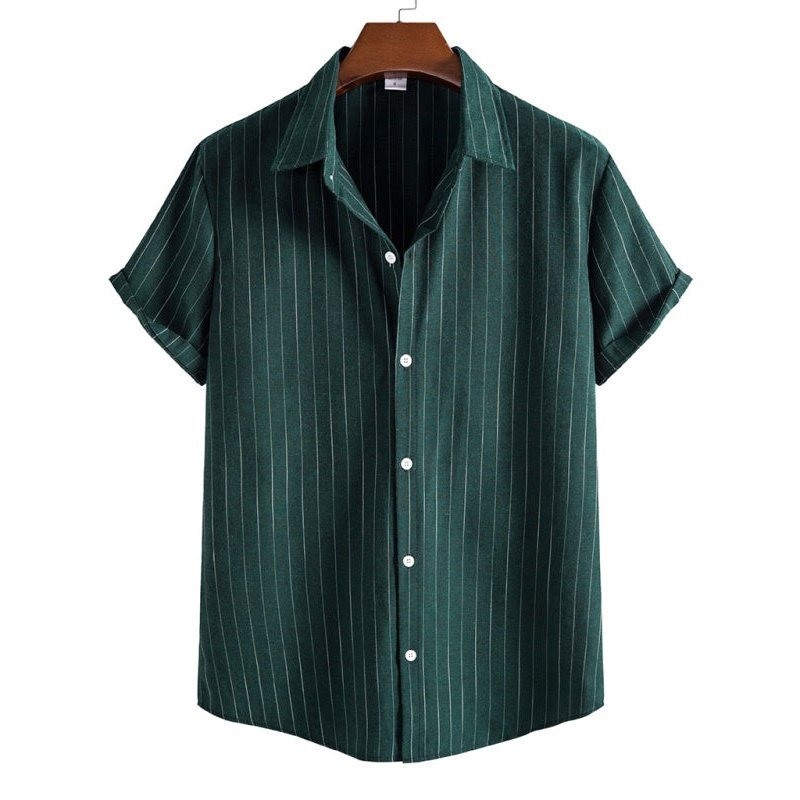 Trendy Casual Striped Short Sleeve Shirt - www.SharpDuds.com