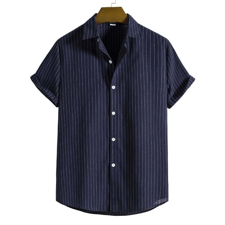 Trendy Casual Striped Short Sleeve Shirt - www.SharpDuds.com