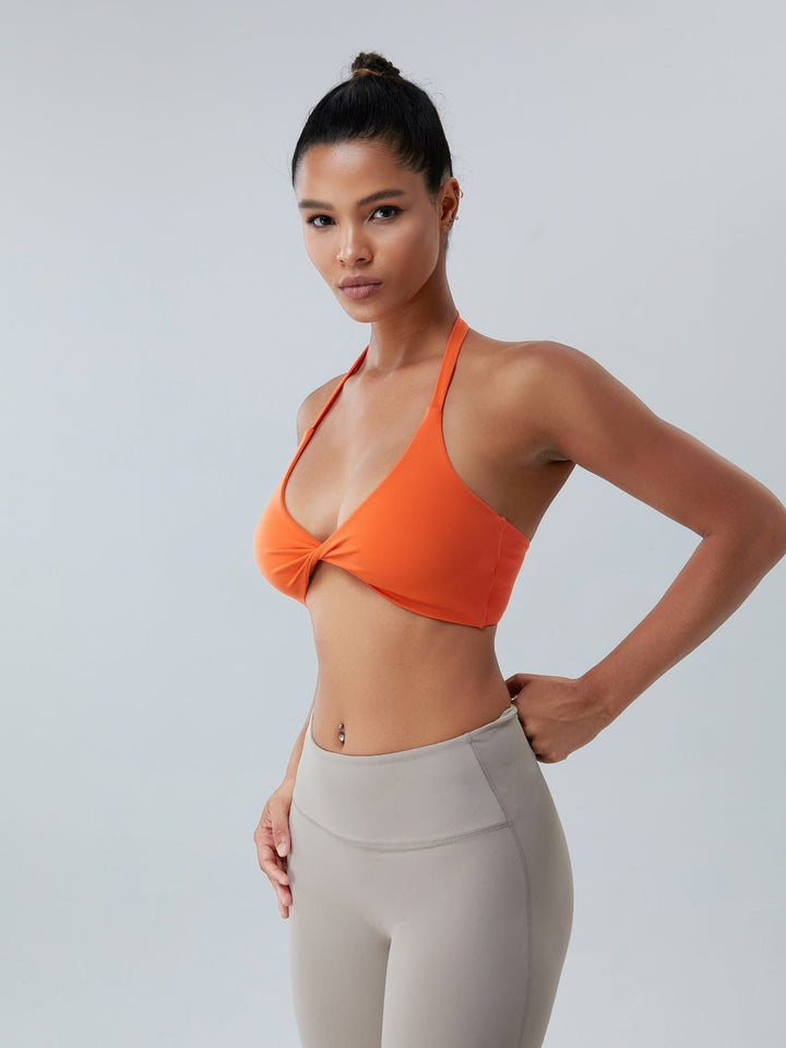 Twisted Halter Neck Active Bra - SharpDuds