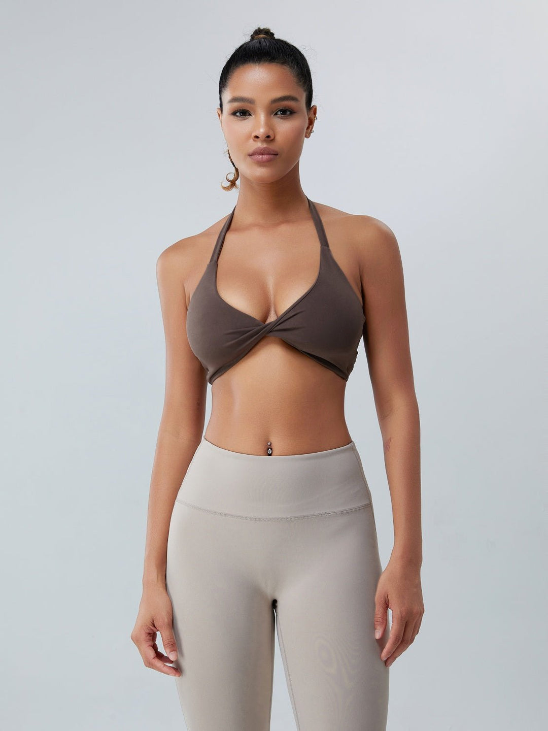 Twisted Halter Neck Active Bra - SharpDuds