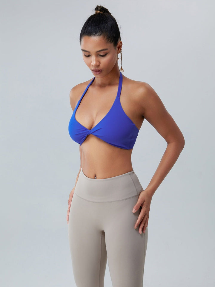 Twisted Halter Neck Active Bra - SharpDuds