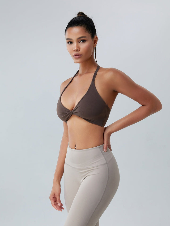 Twisted Halter Neck Active Bra - SharpDuds