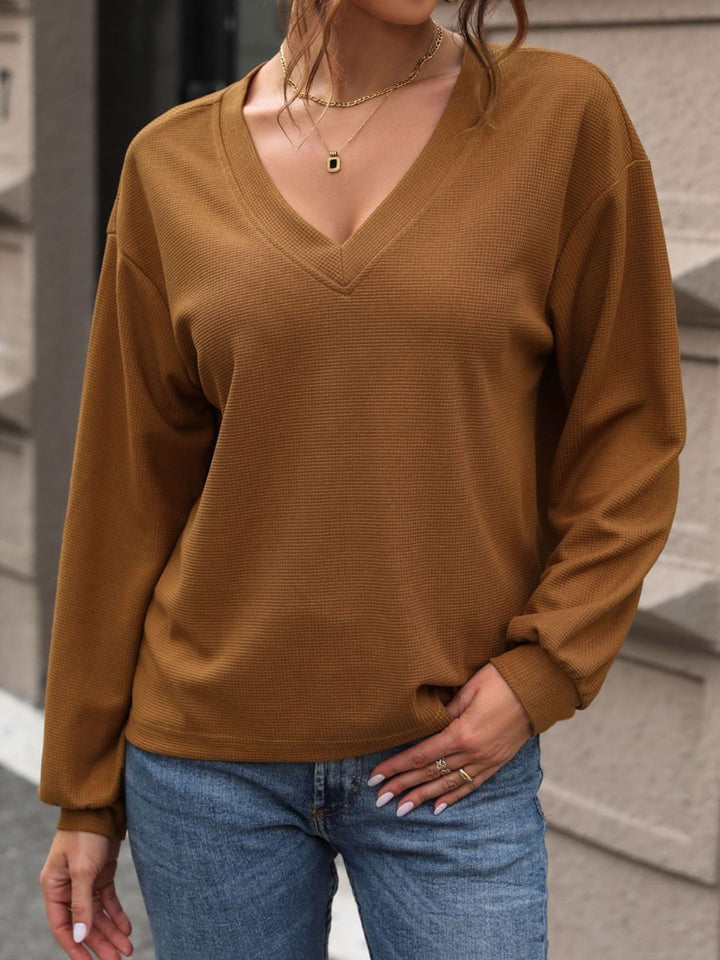 V - Neck Long Sleeve Top - SharpDuds