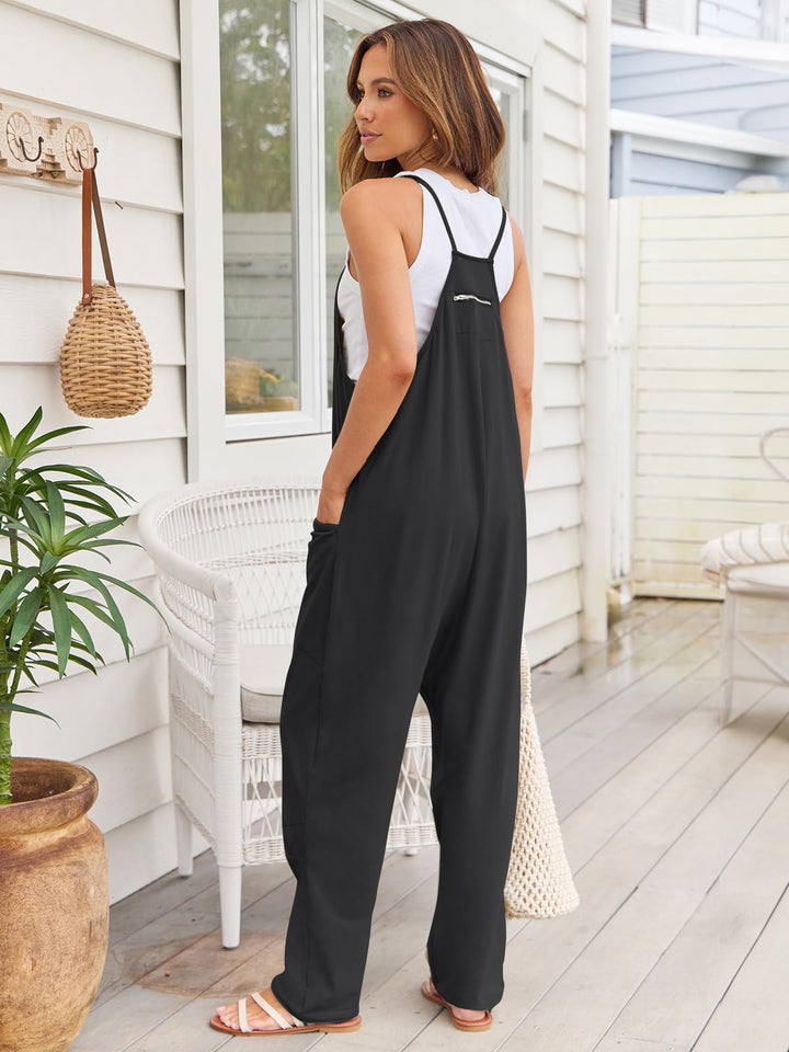 V - Neck Spaghetti Strap Jumpsuit - SharpDuds