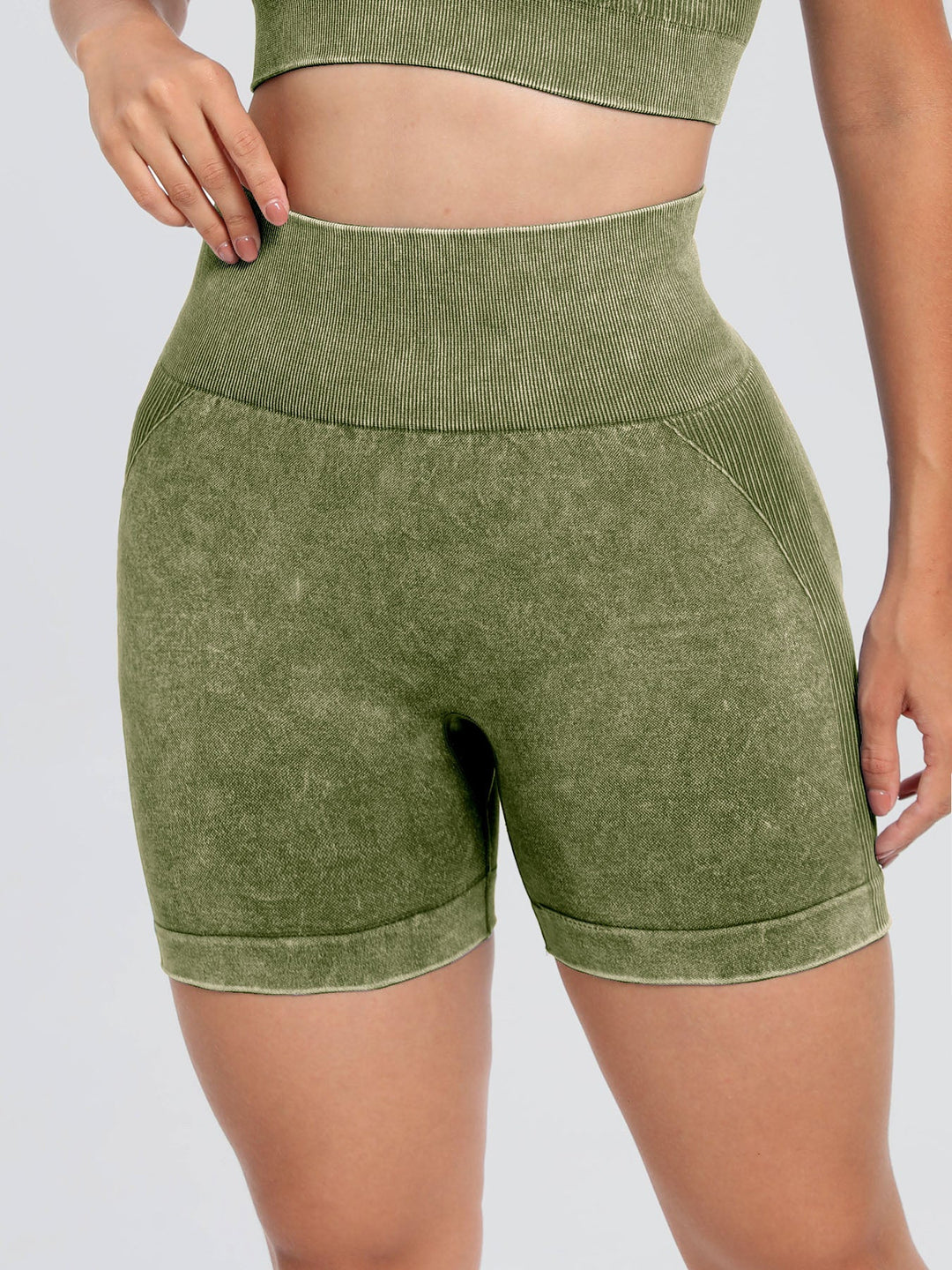 Washed High Waist Active Shorts - SharpDuds