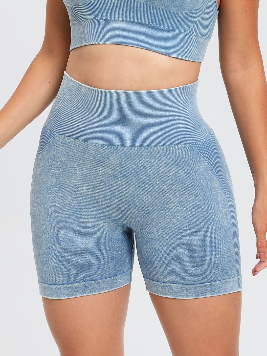 Washed High Waist Active Shorts - SharpDuds